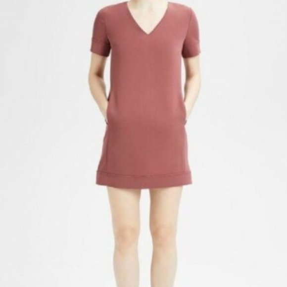 Theory V-neck Banded Shift Admiral Crepe Dress - Picture 2 of 3